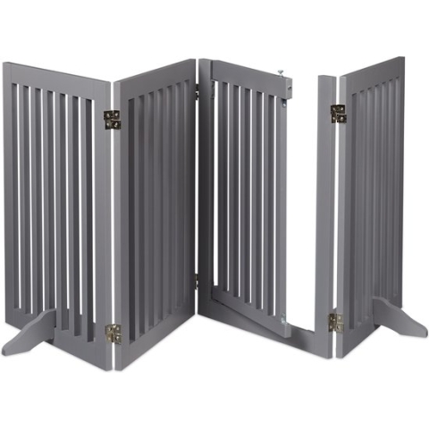 Relaxdays veiligheidshekje deur - 70 cm hoog - traphek kind - 4-delig openhaard hek - hond