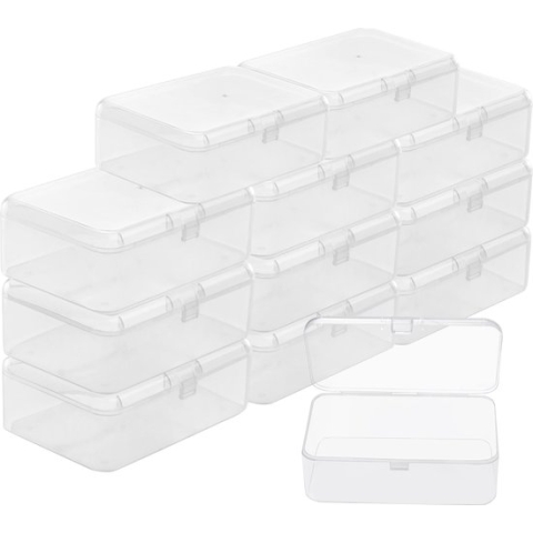 Belle Vous Klein Helder Plastic Opslag Dozen Containers met Scharnier Deksels (12 Pak) – L9 x B6 x H3,3 cm – Mini Doosjes Voor Pillen, Kralen, Sieraden & Hobby Items