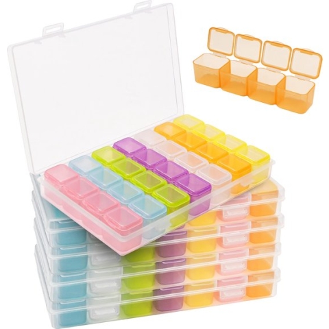 Belle Vous 140stukken Plastic Diamond Dot Painting Opslag Doos (5 Pak) – Multigekleurde Organiser Dozen – Container Bak Set voor Hobby, Borduren, DIY Nagel Art, Sieraden, Kralen en Diamanten