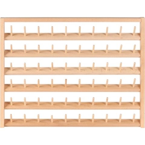 Kurtzy 60 Spoelen Muur Gemonteerde Draad Rek Houden - Draad Organizer Standaard met Muur Ophang Haken - Berkenhout Naaimachine Spoel Houder voor Borduren, Quilten en Naaien