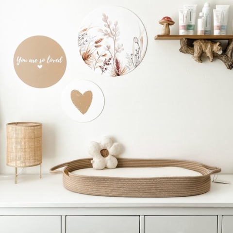 Little Moon Verschoonmand XL - Incl. Extra Dik Matras en Matrashoes van 100% Biologisch Katoen - Aankleedkussen - Milieuvriendelijk Geweven Katoen - Natural Sand