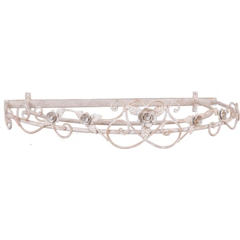 Clayre & Eef Bedhemel 66x47x12 cm Beige Ijzer Halfrond Bloemen Klamboe Houder