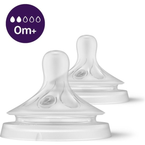 Philips Avent Natuurlijke Zuigreflex – Snelheid 2, 0+ maanden, 2 stuks - SCY962/02 - Flesspenen