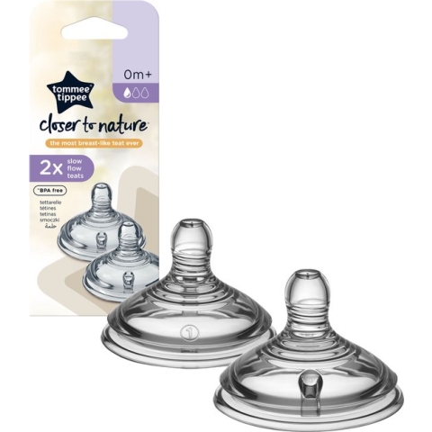 Tommee Tippee Closer to Nature - Babyflesspenen - borstachtig - anti-koelik - zacht siliconen - langzame stroom - 0m+ - Pak van 2