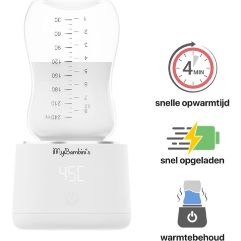 MyBambini's Bottle Warmer Pro™ - Draagbare Baby Flessenwarmer voor Onderweg - Wit - Geschikt voor AVENT Philips, Chicco & Dodie