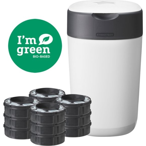 Tommee Tippee Milieuvriendelijke Twist & Click Luieremmer - met 12 Navulcassettes - Wit