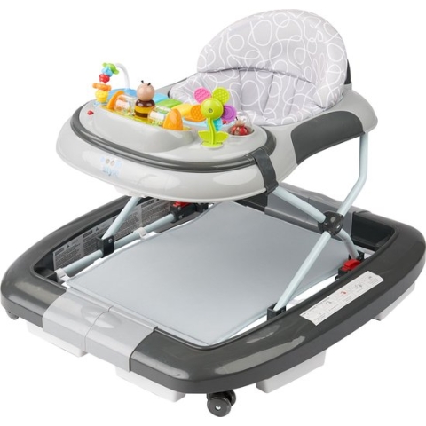 ib style® Loopstoel Babywalker - Baby Loopwagen - Looptrainer - Speelset en Dienblad - Schommelfunctie - Muziekfunctie - Little World - Grijs