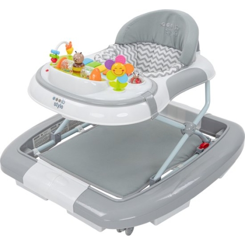 ib style® Loopstoel Babywalker - Baby Loopwagen - Looptrainer - Speelset en Dienblad - Schommelfunctie - Muziekfunctie - Little Wave - Grijs