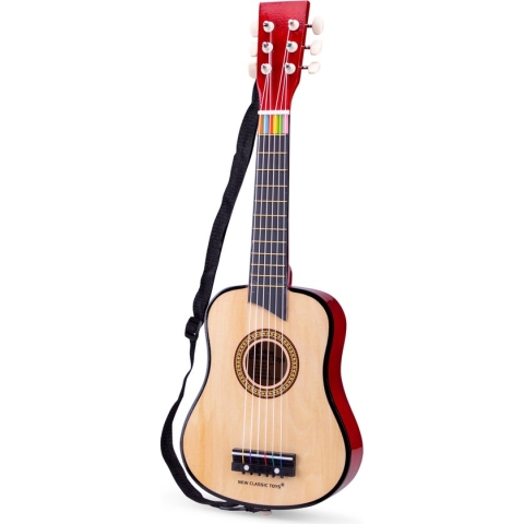 New Classic Toys Speelgoedinstrument - Houten speelgoedgitaar met draagriem - Inclusief muziekboekje