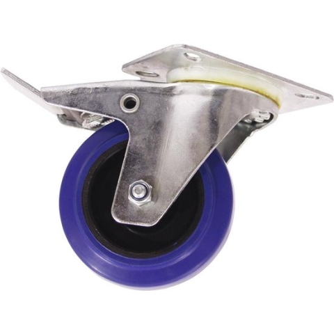 Roadinger zwenkwielen 100mm blauw - wielen met rem
