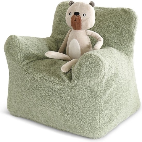 Petite Amélie ® Teddy Zitzak Kind - Kinderfauteuil (1-4 jaar) - Wasbare Hoes - Zachte & fijne Zit door Visco Schuim Vulling - Je Kindje kan Overal Gezellig bij komen zitten - Zacht Groen