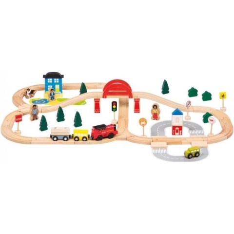 Bino Treinset Junior Hout 70-delig