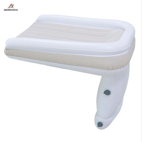 Abundancia® - Opblaasbaar Vliegtuig bedje - Reisbedje - Vliegtuigbedjes - Reiskussen - Baby reisbedje - Peuterbedje - Licht Beige/ Zandkleurig/ Wit
