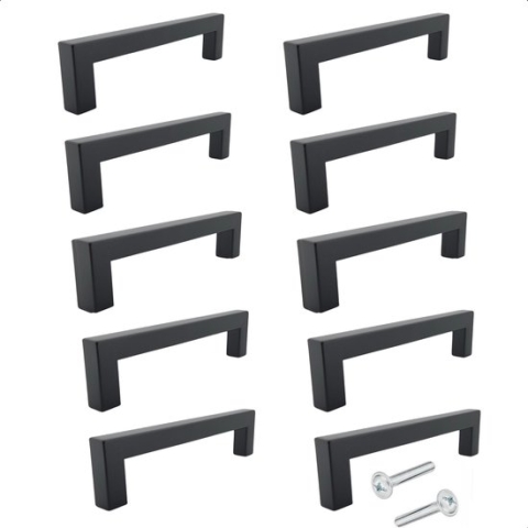 Handgreep zwart 96 mm 10 Stuks - Modern - Handgreep kast - Handgrepen voor deurtjes - Deurgreep - Meubelgreep - Handgreep Zwart - meubelgrepen - handgreep keukenkastjes - Greep Zwart - Meubelbeslag - handgreep badkamer - schroeven