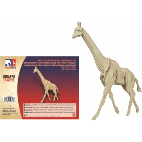 Houten dieren 3D puzzel giraffe - Speelgoed bouwpakket 19,5 x 6 x 25,5 cm