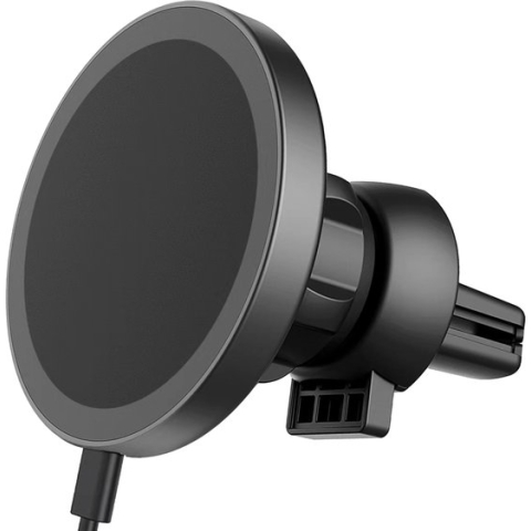 iSetchi MagSafe Telefoonhouder met Qi Draadloze Oplader Auto (15 Watt Autolader) - Met Snellaad adapter - Autohouder - Ventilatierooster - Dashboard - GSM Mobiel Houder