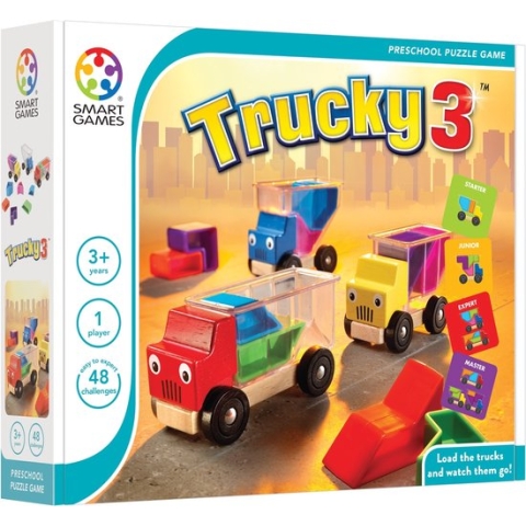 SmartGames - Trucky 3 - 48 opdrachten - Kinderpuzzel - vrachtwagens