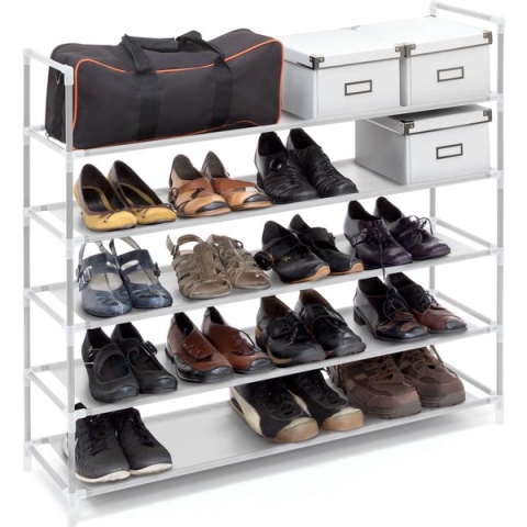 Relaxdays schoenenrek met handgrepen - 5 etages - Wit