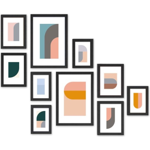 Fotowand Collage 10 Fotolijsten - Verschillende Formaten - MDF - Zwart