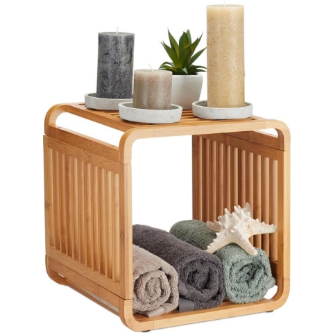 Relaxdays bamboe kastje - badkamerkast - vakkenkast - schoenenkast - kubuskast - kubus - 2