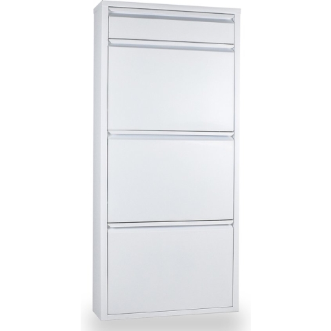 VEEHAUS - Graham - Praktisch Schoenenrek -Schoenenrek wit - Schoenenrek met 3 Niveaus - Extra Niveau - Schoenenkast wit - Schoenenrek metaal industrieel - Metaal - 50 x 114 x 15cm -Wit