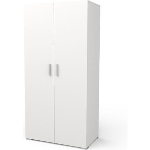 Kleerkast Maura 2 draaideuren, 1 kledingroede en 4 legplanken-mat wit