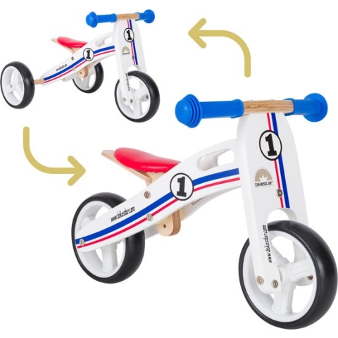 Bikestar mini loopfiets 2 in 1, hout, wit