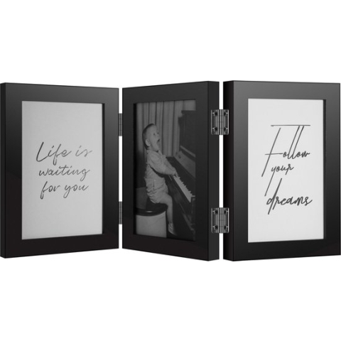 Fotolijst - Henzo - Piano Triple Swing Portrait - Collagelijst voor 3 foto's - Fotomaat 13x18 cm - Zwart