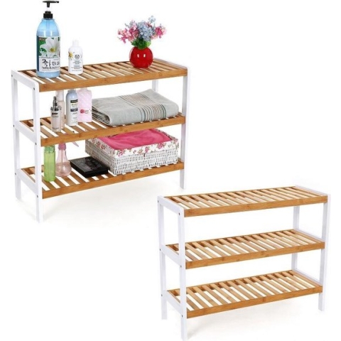 Schoenenrek 12 Paar Schoenen Opbergen - 3 Etages - Schoenenplank Opbergsysteem Organizer - Stevig Rek Bamboe Hout