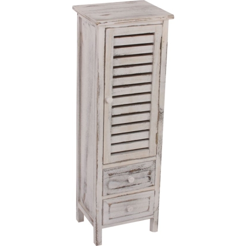 Ladekast, 90x30x25cm, shabby look, vintage ~ wit