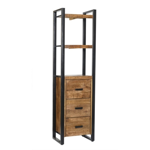 Livingfurn - Boekenkasten Nairobi - 3 laden - 200cm - Mangohout