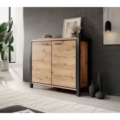 Meubella - Dressoir Acapulco - Eiken - Zwart - 112 cm