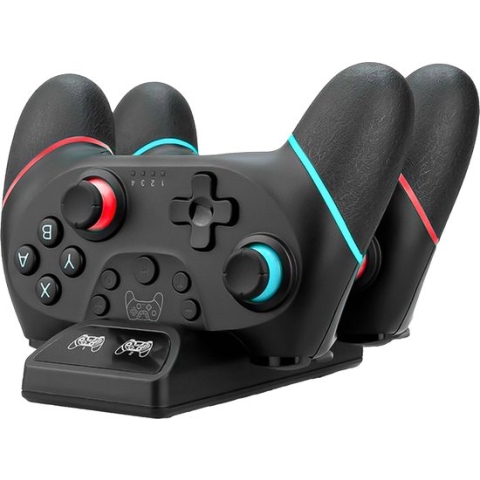 Octronic Pro Controller Set - 2 x bluetooth game controller met oplaadstation - geschikt voor Nintendo Switch -  zwart