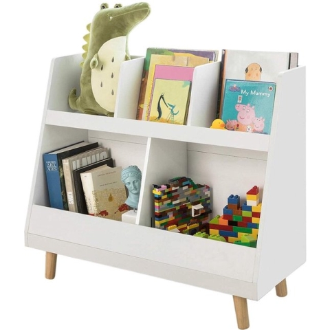 Mara Boekenkast - Opbergkast - Voor kinderen - 5 compartimenten - Wit - 86 x 36 x 77 cm
