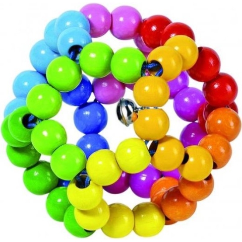Rammelaar bal in regenboogkleuren 8 cm
