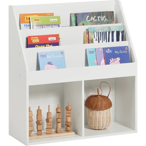 Mara Kinderboekenkast - Boekenkast - Opbergrek - Opbergvakken - Speelgoedkast - Wit - MDF - 30 x 73 x 80 cm