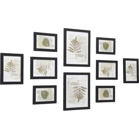 Fotowand met 10 Fotolijsten Verschillende Formaten – Wanddecoratie of Staande Functie – Polystyreen/MDF - Zwart