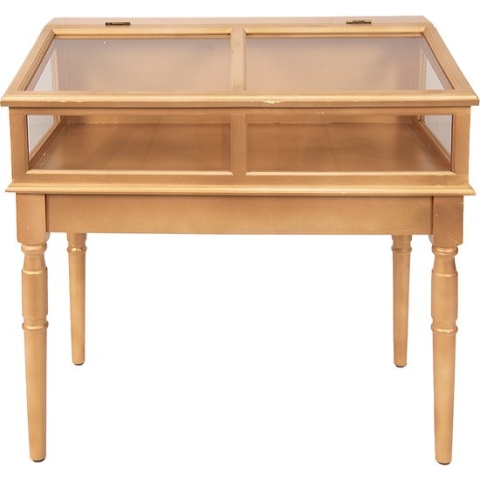 Clayre & Eef Vitrinekast 80x46x85 cm Goudkleurig Hout Glas Kastje