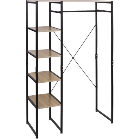 5Five - Kledingrek - Open - 5 Legplanken - Zwart - 170 x 100 x 40 cm