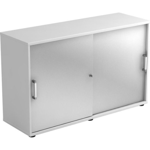 Schuifdeurkast - Wit/Zilver - 120 x 40 x 74,8 cm - Beta 1752S