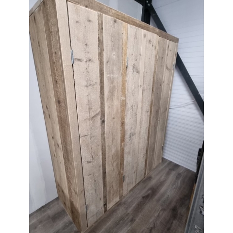 Kast "Biggy" van gebruikt steigerhout - 160x200cm - Kledingkast - Slaapkamer kast - Steigerhouten wandkast
