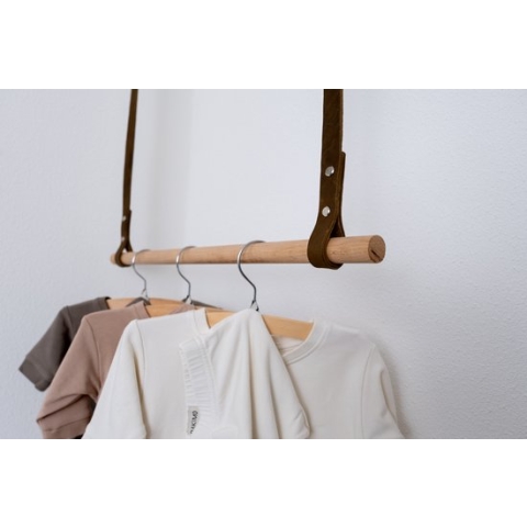 BAKIMO - Hangend kledingrek - Leer - Olive - Large