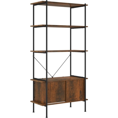 vidaXL-Opbergrek-5-laags-met-kast-80x40x163-cm-staal-en-bewerkt-hout