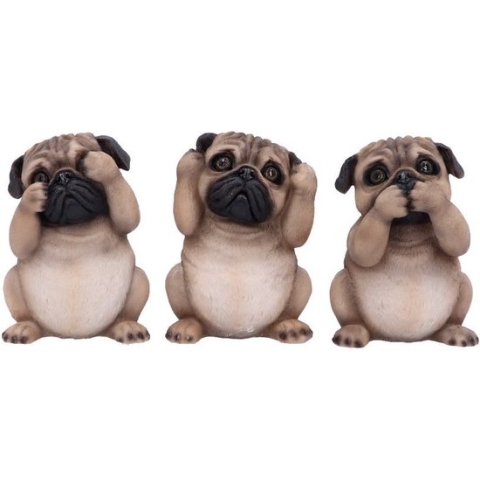 Nemesis Now - Drie Wijze Mopshondjes - Beeldjes - Bruin - 8.5cm
