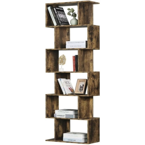 Happyment Boekenkast Gigi OPEN - 6 Vakken - Bruin - Boekenkast - Boekenrek - Woonkamer, slaapkamer en kinderkamer - Hout - 60x23.5x160CM