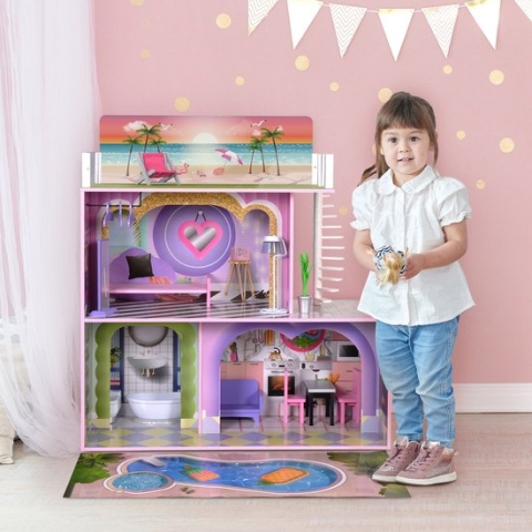 Teamson Kids Poppenhuis Voor 12" Poppen met 16 Accessoires - Accessoires Voor Poppen - Kinderspeelgoed - Veelkleurig