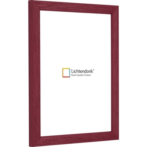 Fotolijst - Fotokader - Bordeauxrood - Halfrond met zichtbare houtnerf - Fotomaat 45x60 - Ontspiegeld glas - Art.nr. 1055005845601