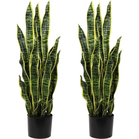 2 stuks art planten, groot, hoogte 94 cm, art sansevieria decoratie, woonkamer, plant, kamerplanten, balkon, kantoor, decoratie met 30 bladen, art plant voor de tuin, kantoordecoratie