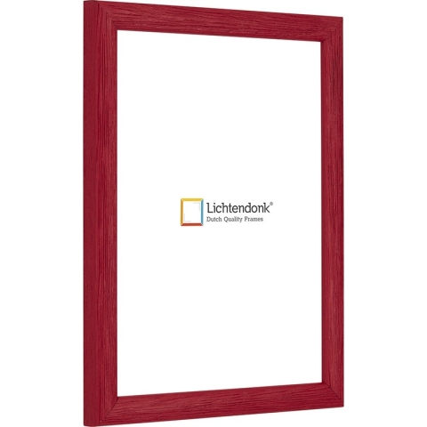 Fotolijst - Fotokader - Rood - Halfrond met zichtbare houtnerf - Fotomaat 45x60 - Ontspiegeld glas - Art.nr. 1055006445601
