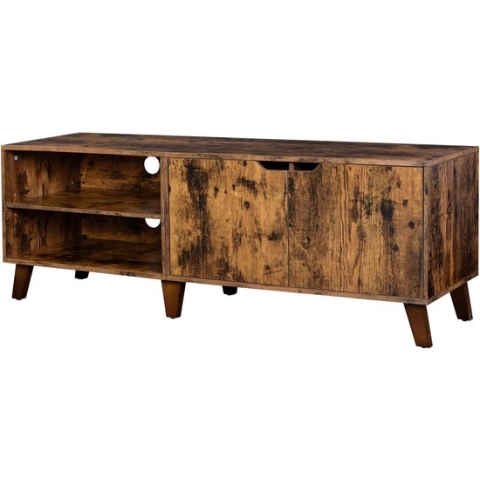 Vasagle tv-meubel, tv-tafel met 2 deuren, tv-plank voor tv's tot 60 inch, tv-kast met verstelbare planken, voor woonkamer, eetkamer en slaapkamer, vintage bruin ltv027x01